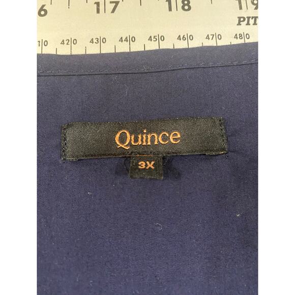 Quince 100% Organic Cotton Poplin Tiered Maxi Dress Navy Blue 3X - Picture 9 of 9